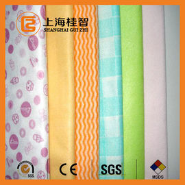 Absorbent Chemical Bond Non Woven Cleaning Cloth Blue Wave Line Square Pattern