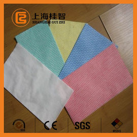 Absorbent Chemical Bond Non Woven Cleaning Cloth Blue Wave Line Square Pattern